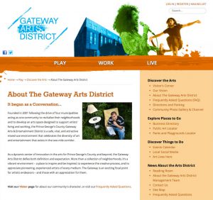 Website for Gateway Arts District