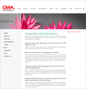 Care Management Associates Website Frequently Asked Questions Page