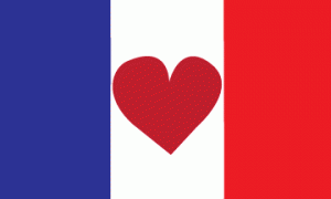 French flag with heart in center
