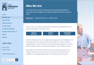Presidio Group Website Who We Are page