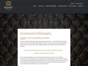Rebrand and Redesign of Website for Keeney Financial Group - Investment Philosophy page