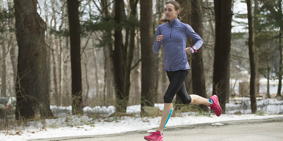 Molly Huddle training in Providence, Rhode Island for KT Tape.